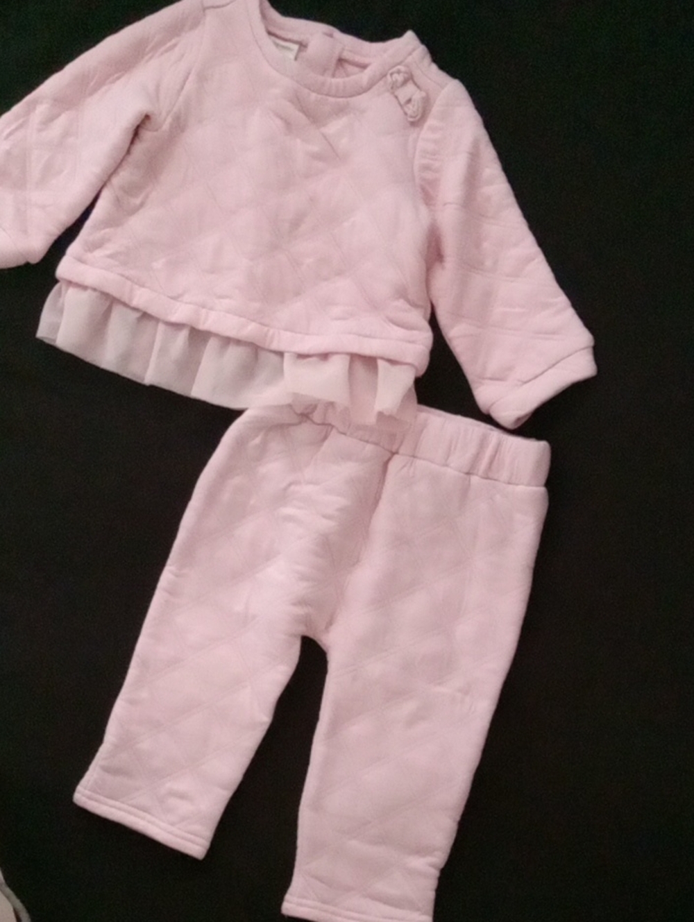 First Impressions Pink Quilted Top and Pants Set